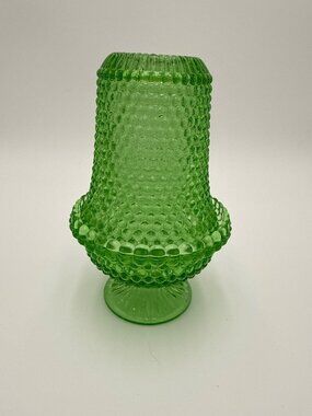 Thousand Eye Duncan Miller Hobnail Green Fairy Lamp Vintage Glass MCM 6.5"T